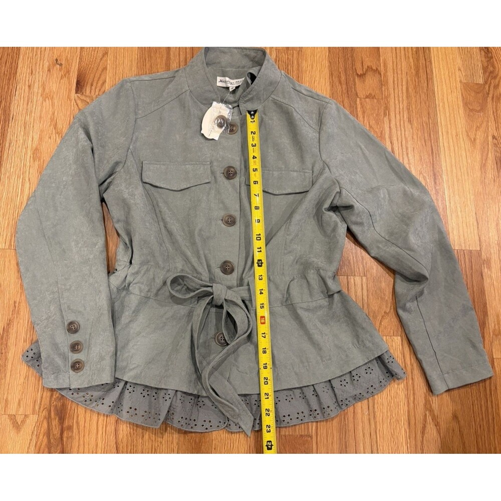 Heritage Charm Jacket Womens Size L Eyelet Ruffle Lace Boho Sage Green Artsy NWT - Picture 8 of 11